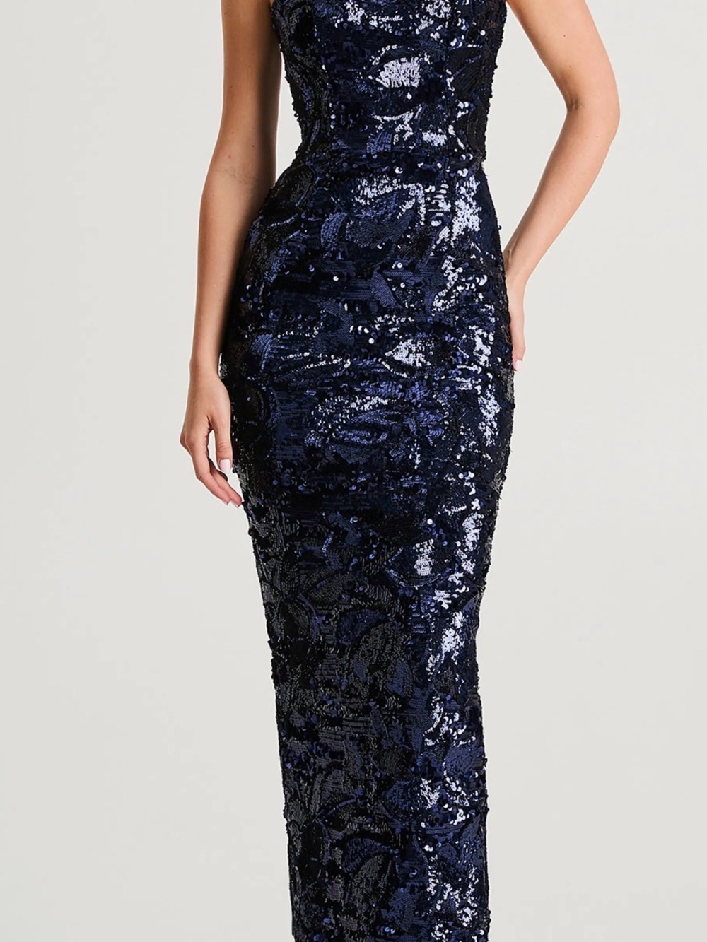 Helsi Leslie Pattern Sequin Strapless Gown